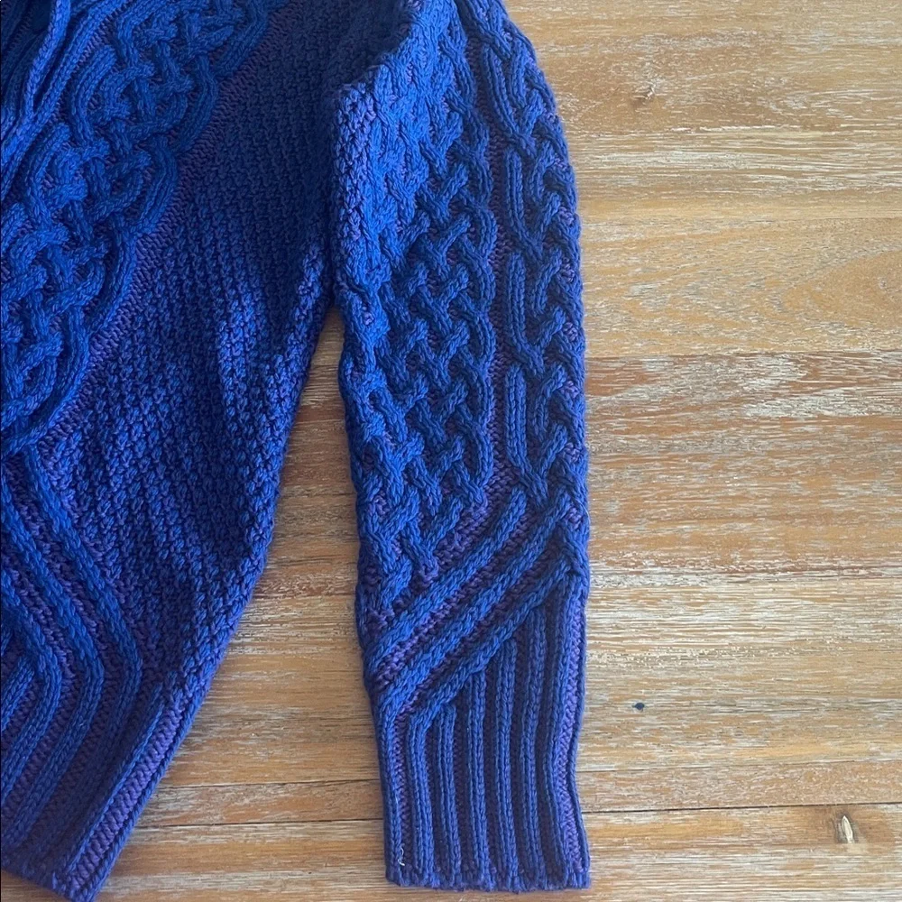 NWT Aran Crafts Purple and Blue 100% Merino Wool Sweater SZ Small